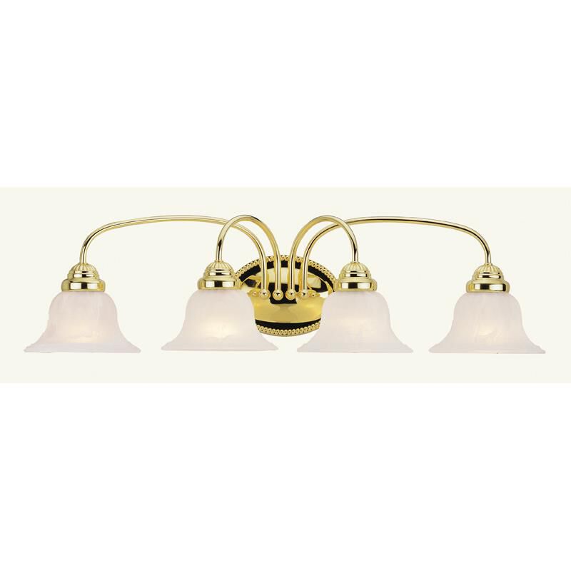 Shown in Polished Brass finish and White Alabaster glass